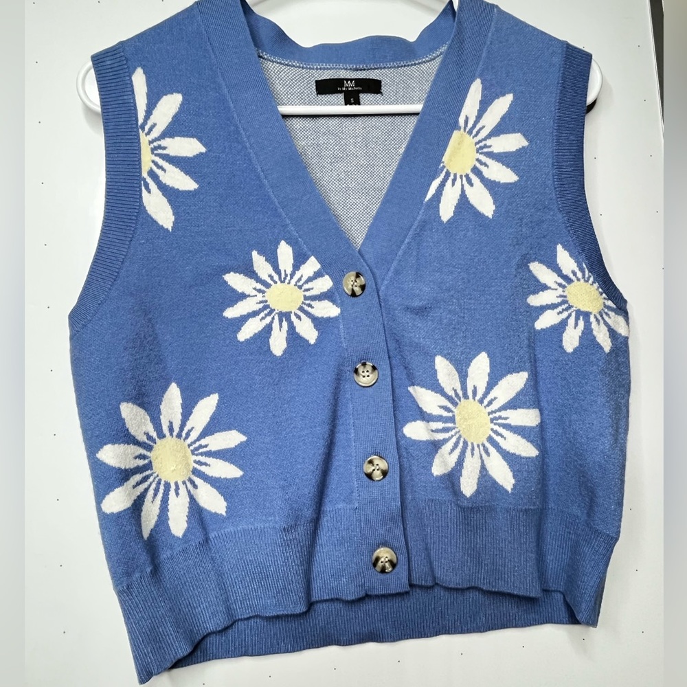 Blue Daisy Knit Sweater Vest MM
